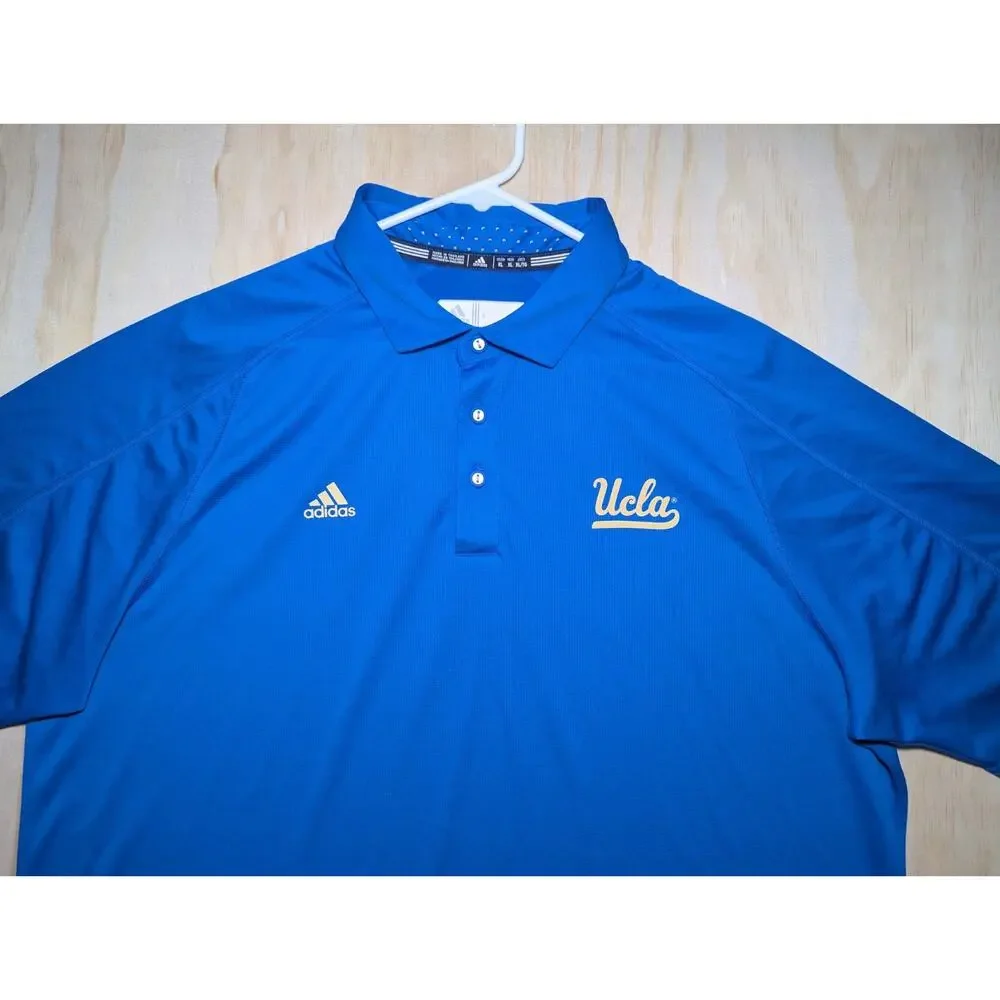 Adidas Men's XL UCLA Bruins NCAA Shirt Polo Blue Gold Wicking ClimaCool